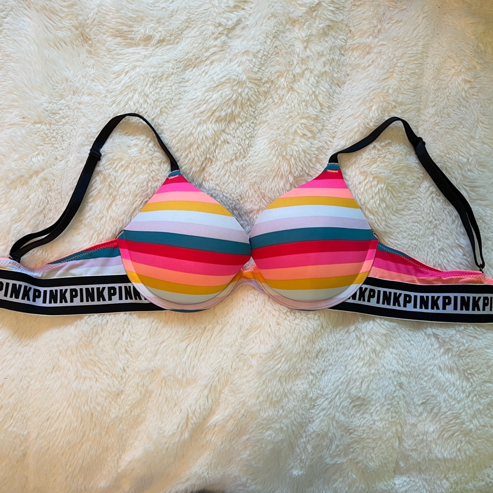 Victoria’s Secret pink rainbow bra